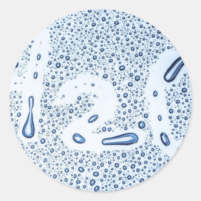 Water Drop Splash H2O Classic Round Sticker (Front)