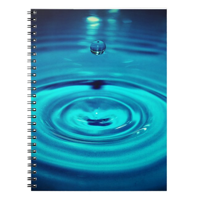 water drop splashing blue ripples splash notebook (Front)
