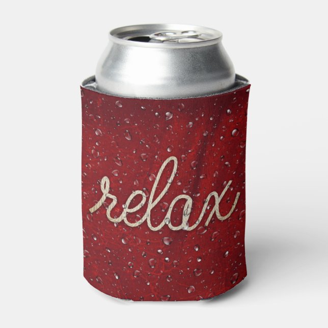 Water Droplet with Rope Relax Text Can Cooler (Can Front)