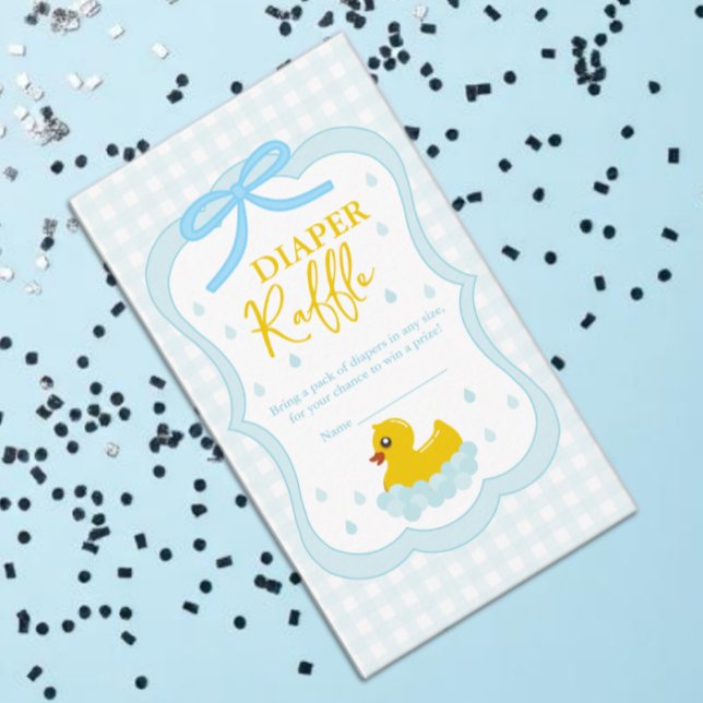 Water Droplets Gingham Baby Shower Diaper Raffle Enclosure Card (Creator Uploaded)