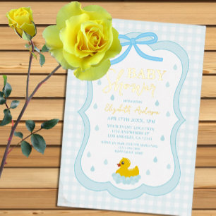Water Droplets Gingham Boy Baby Shower