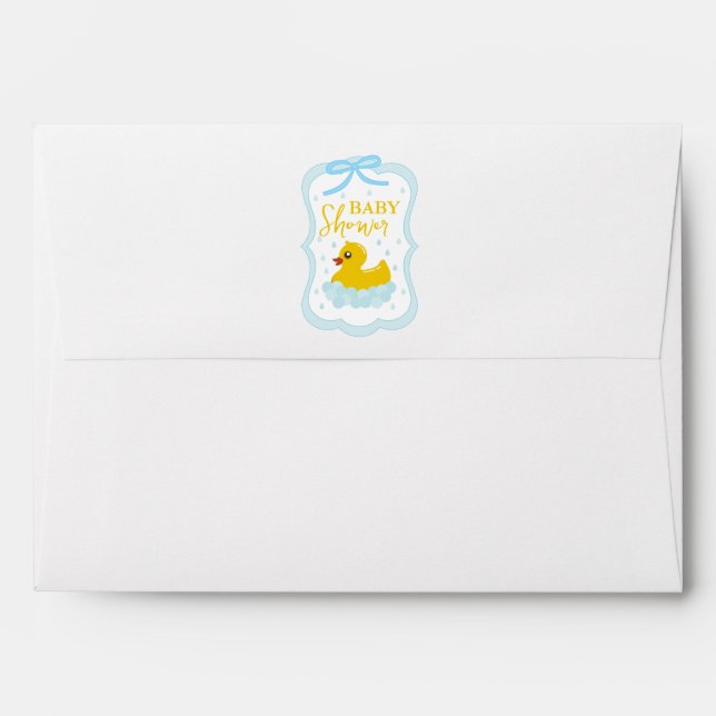 Water Droplets Gingham Boy Baby Shower Envelope (Back (Top Flap))