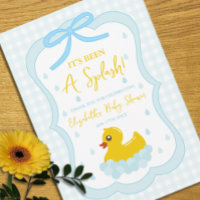 Water Droplets Gingham Boy Baby Shower Thank You