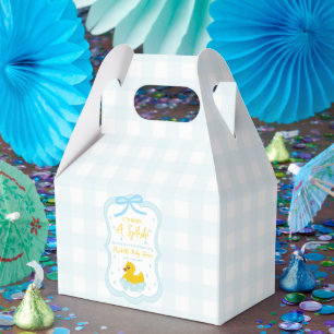 Water Droplets Gingham Boy Baby Shower Thank You Favor Box