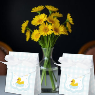 Water Droplets Gingham Boy Baby Shower Thank You Favor Box