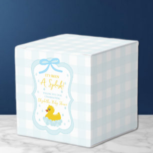 Water Droplets Gingham Boy Baby Shower Thank You Favor Box