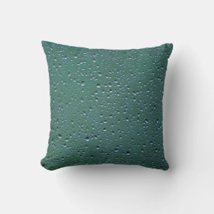 Water Droplets on a Green Background Throw Pillow