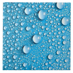 Water Droplets on Blue   Custom Ceramic Tile