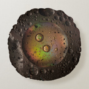 Water droplets on glass panel round pillow