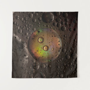 Water droplets on glass panel tapestry