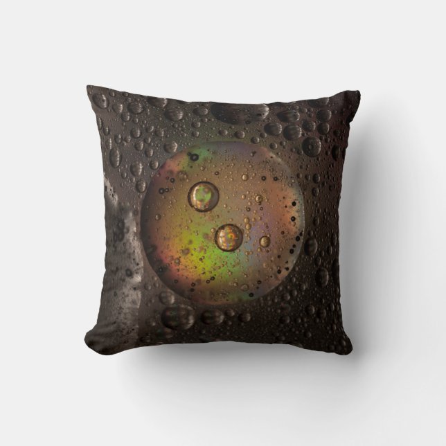 Water droplets on glass panel throw pillow (Front)