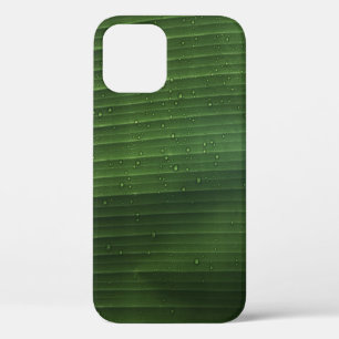 Water droplets on green leaf iPhone 12 case