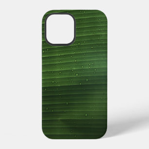 Water droplets on green leaf iPhone 12 case