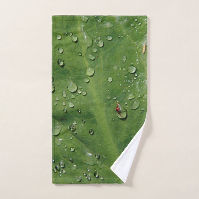 Water Droplets on Leaf Hand Towels (Hand Towel)