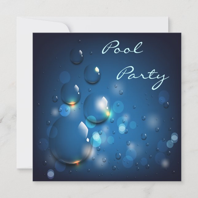 Water Droplets Pool Party Invitation (Front)