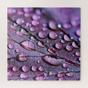 Water droplets purple leaf 20' x 20' 676 piece jigsaw puzzle