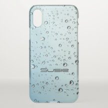 Water Droplets Rain Clear iPhoneX Name Monogram