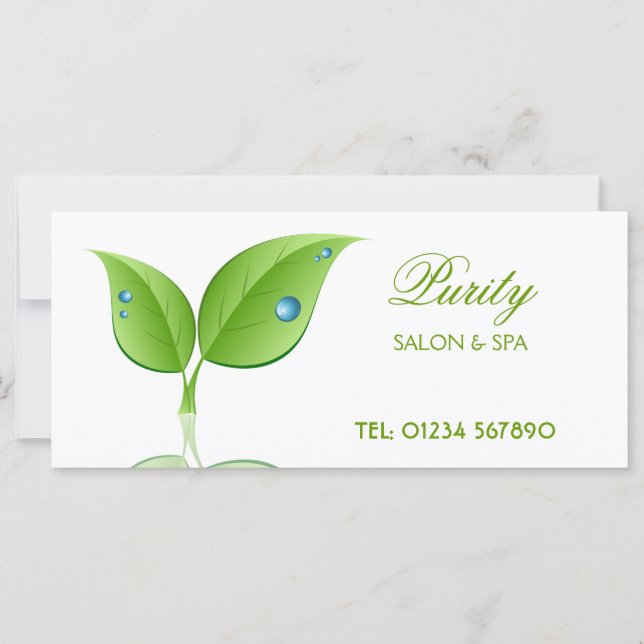 Water Drops and Leaf Rack Card (Front)