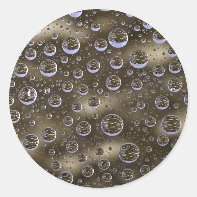 water drops classic round sticker (Front)