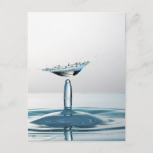 Water drops colliding to shape an umbrella postcard