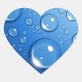 Water drops on blue heart sticker