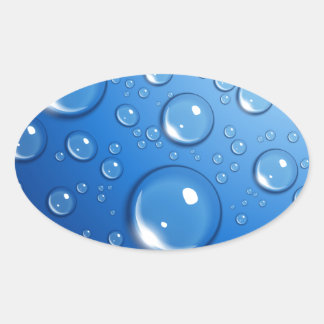 Water drops on blue oval sticker