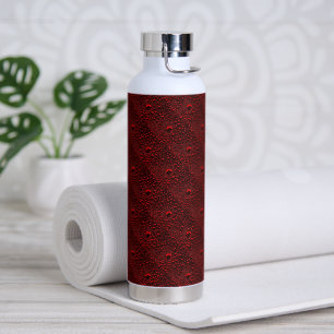 Water Drops on Crimson Metal Bottle