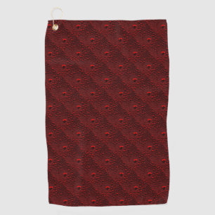 Water Drops on Crimson Metal Golf Towel