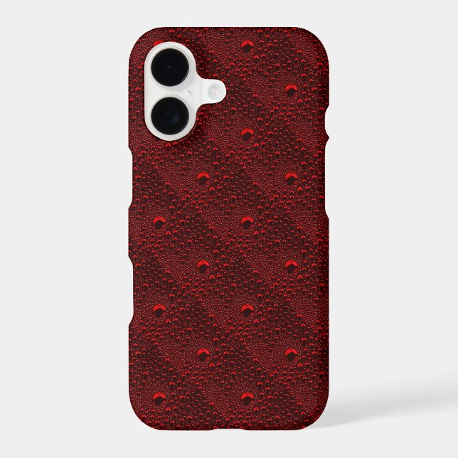 Water Drops on Crimson Metal iPhone Case (Back)