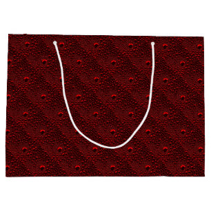 Water Drops on Crimson Metal Large Gift Bag