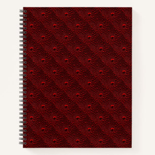 Water Drops on Crimson Metal Notebook