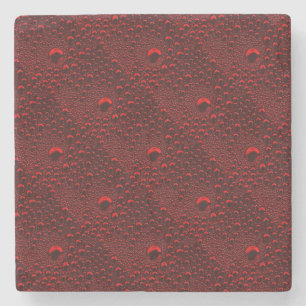 Water Drops on Crimson Metal Stone Coaster