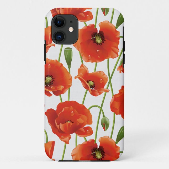 water drops on cute poppies Case-Mate iPhone case (Back)