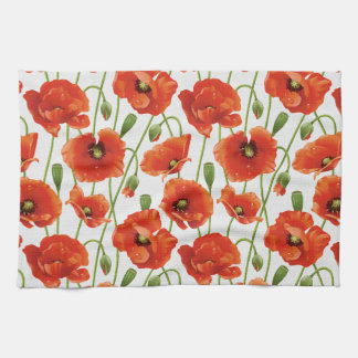 water drops on cute poppies kitchen towel