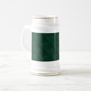 Water Drops on Green Metal Beer Stein