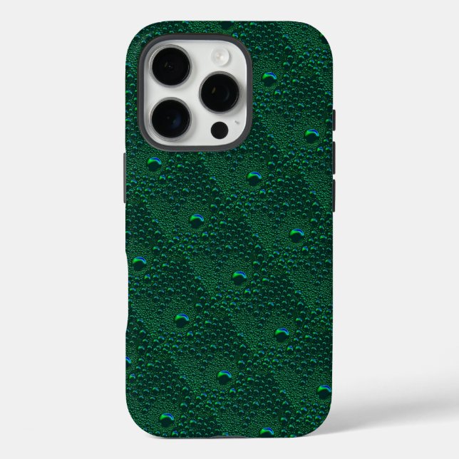 Water Drops on Green Metal Case-Mate iPhone Case (Back)