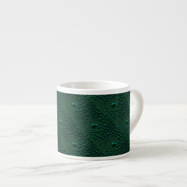 Water Drops on Green Metal Espresso Cup (Front Right)