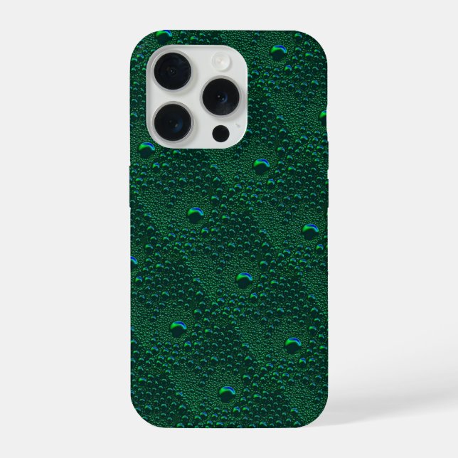 Water Drops on Green Metal iPhone Case (Back)