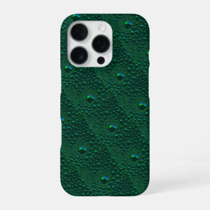 Water Drops on Green Metal iPhone 16 Pro Case