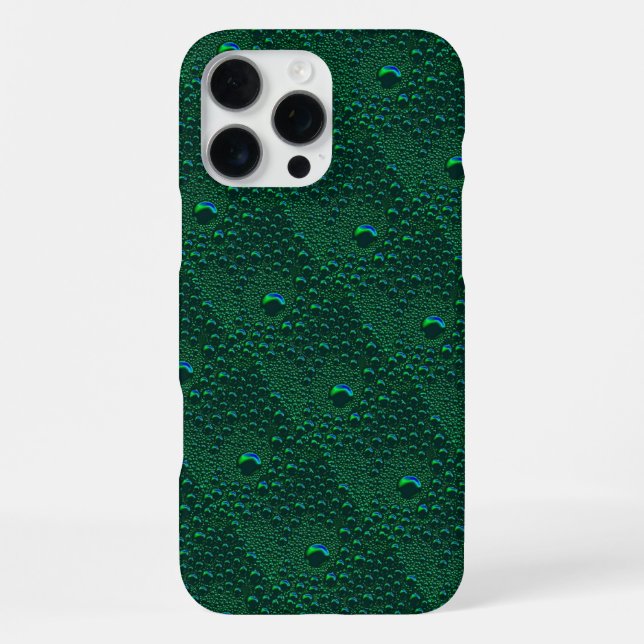 Water Drops on Green Metal iPhone Case (Back)