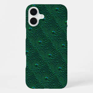 Water Drops on Green Metal iPhone 16 Plus Case