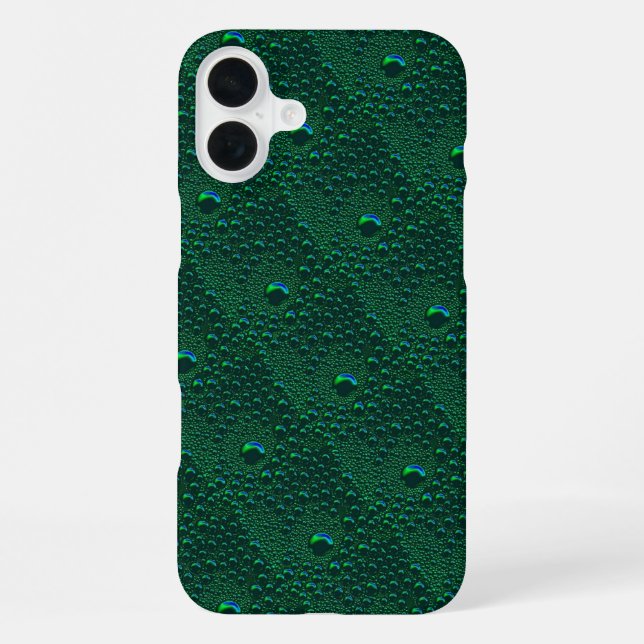 Water Drops on Green Metal iPhone Case (Back)