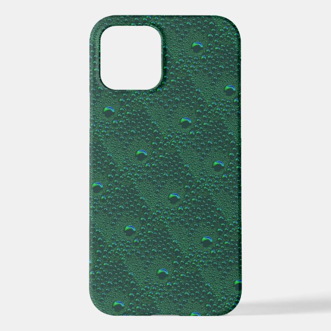 Water Drops on Green Metal iPhone Case (Back)