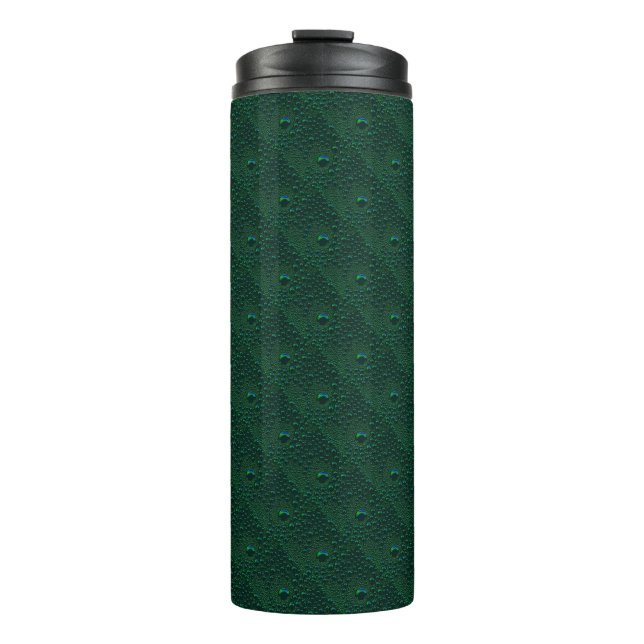 Water Drops on Green Metal Thermal Tumbler (Front)
