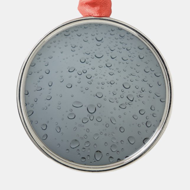 Water Drops on Window, Rain Wallpaper Background Metal Ornament (Front)