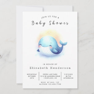 Water Editable Whale Baby Shower Invitation