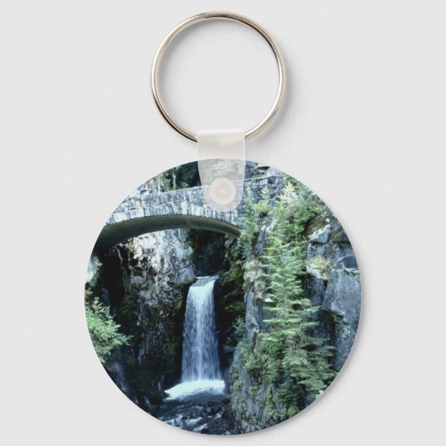 Water fall by bridge waterfall keychain (Front)