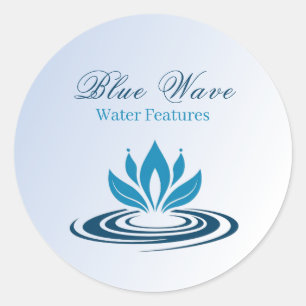 Water Feature Installation Blue  Classic Round Sticker