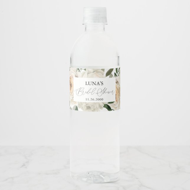 Water Floral Bridal Shower Bottle Label (Front)