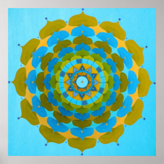 Water flower Mandala Poster